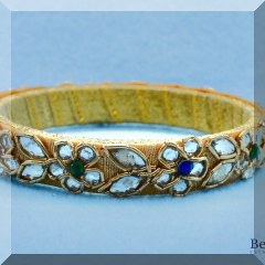 J43. Rhinestone flower bangle bracelet - $6 